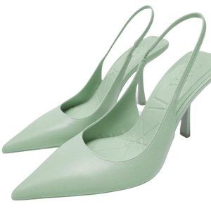 NEVER WORN Zara Slingback Leather Heels in Mint Size 38 (7.5 US)